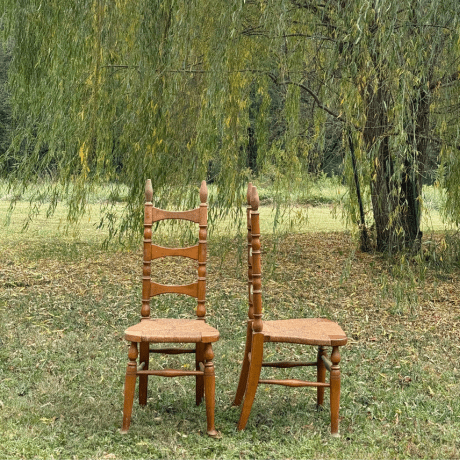 1960's Rush Seat Vintage Ladder back Chairs - Thomasville - Little Boho Valley