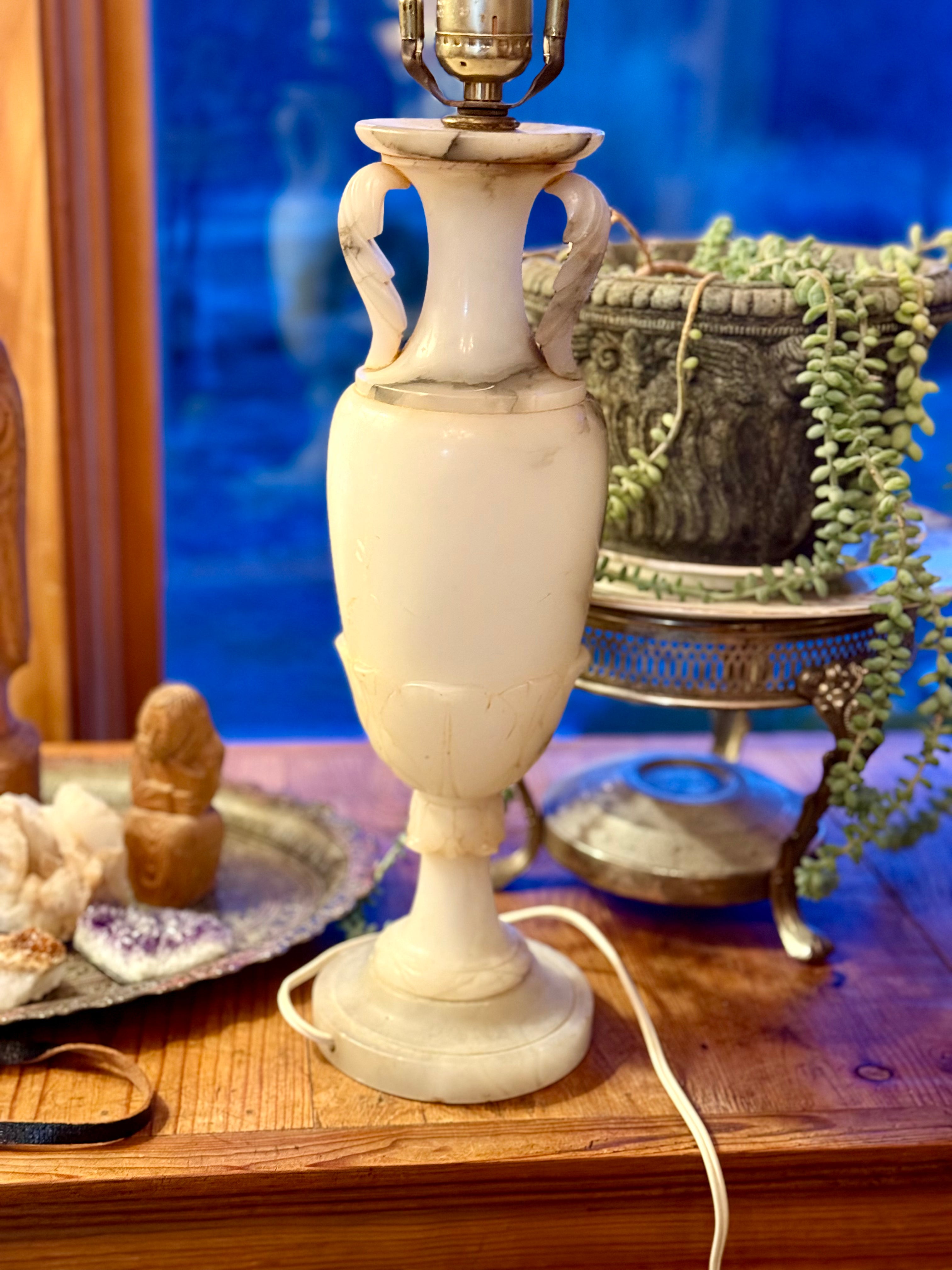 Vintage Alabaster Lamp - (shade not included)