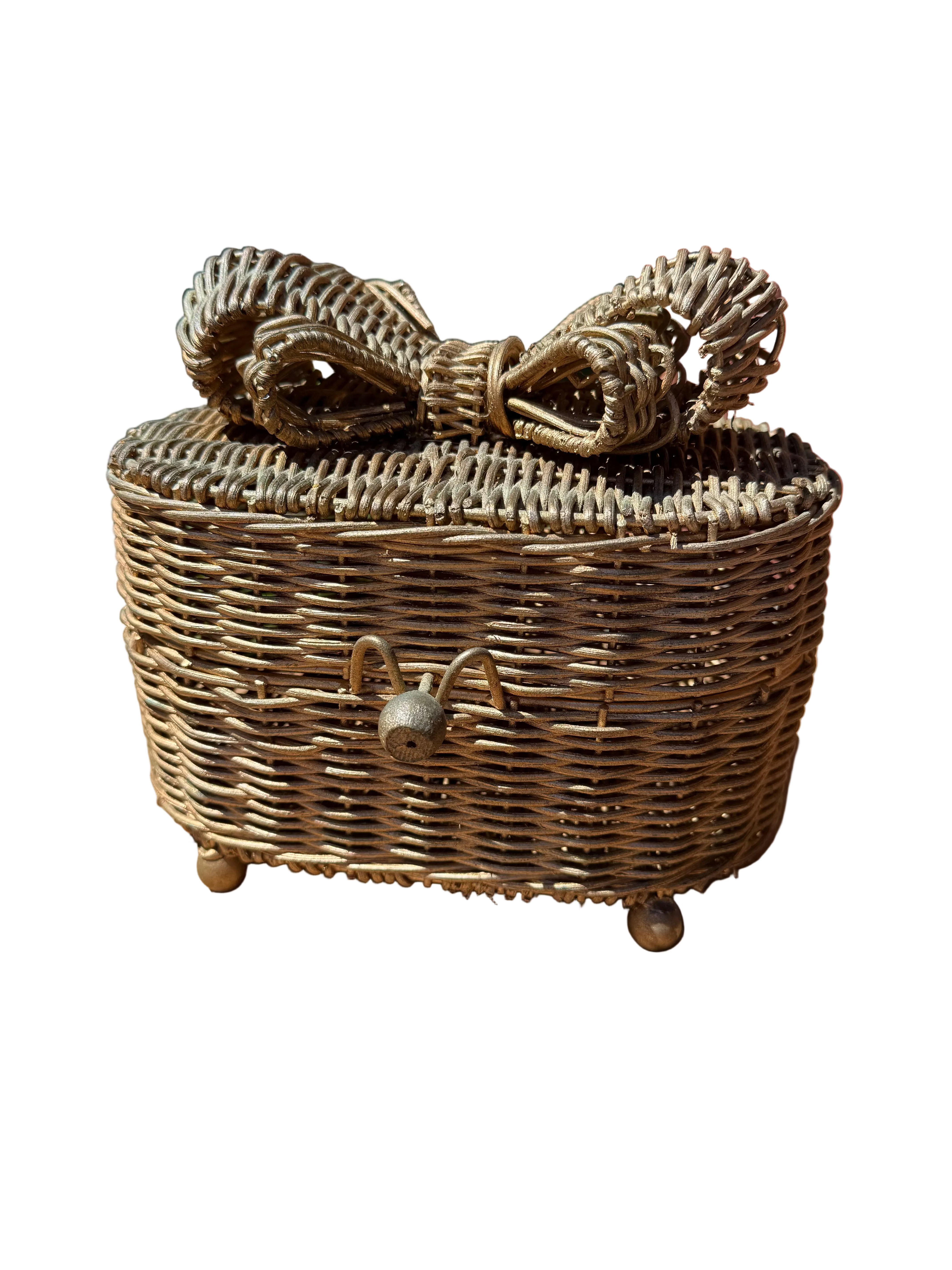 Vintage gold basket with bow