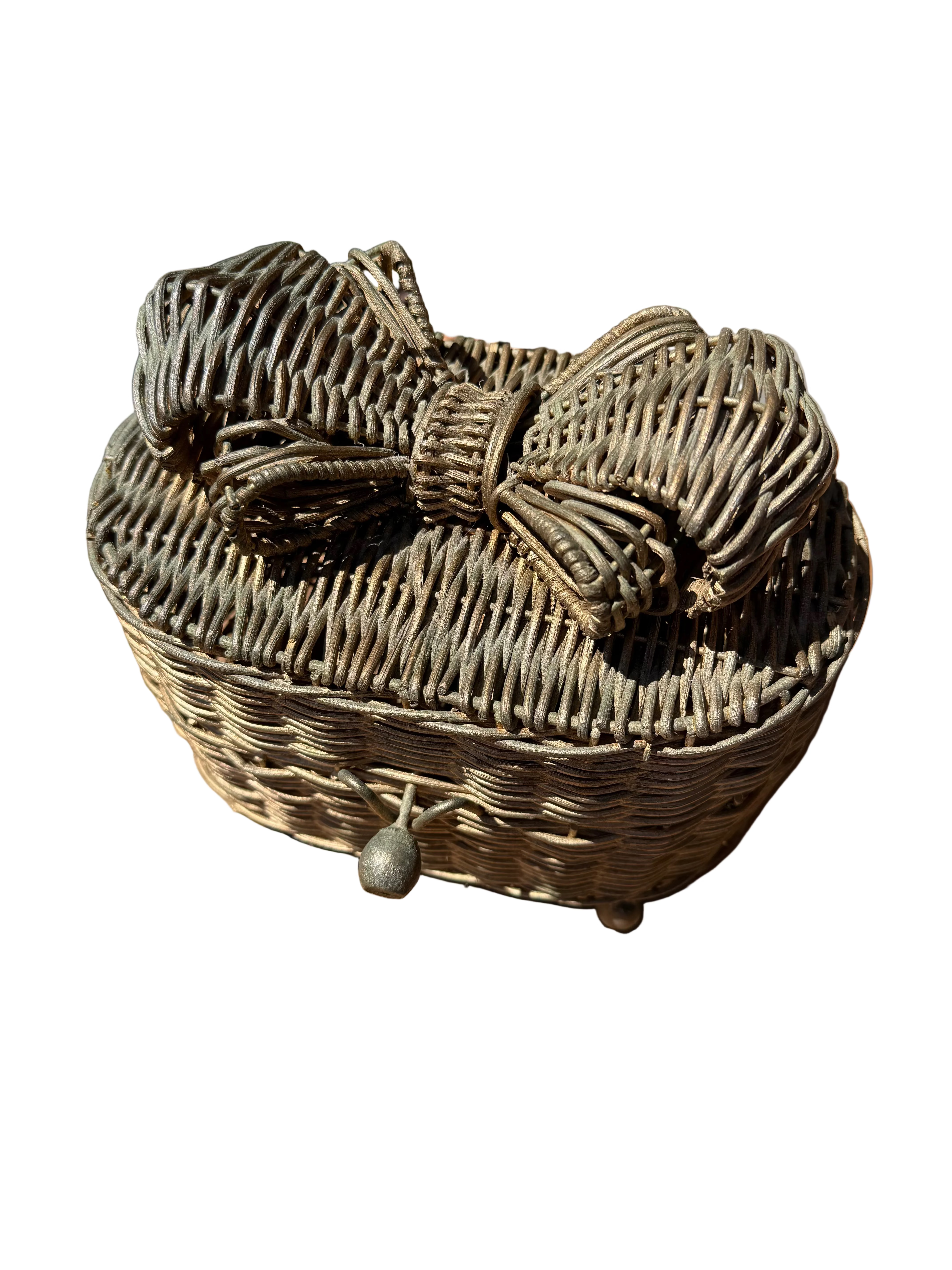 Vintage gold basket with bow