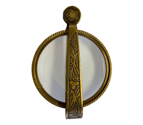 4-3/4" Antiqued Brass Magnifying Glass with Folding Handle