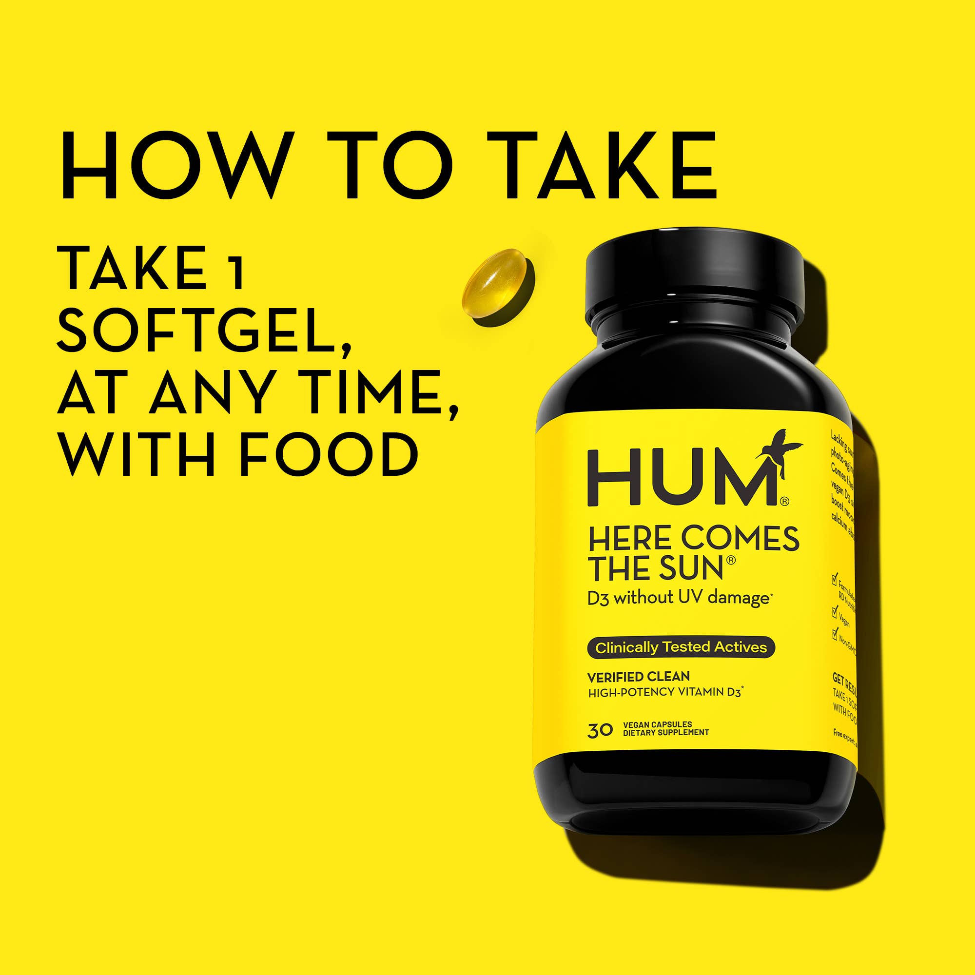 Hum Nutrition - HERE COMES THE SUN VEGAN VITAMIN D3 FOR BOOSTING MOOD - Little Boho Valley