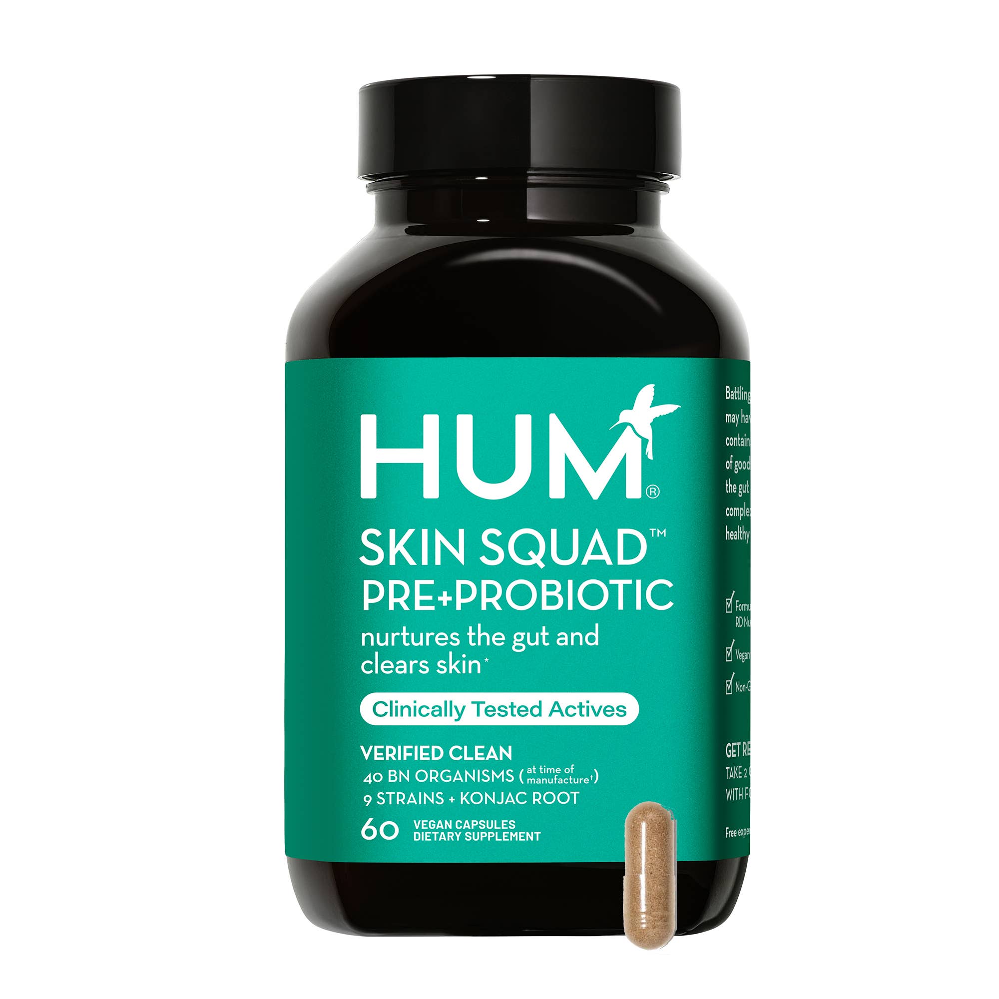 Hum Nutrition - SKIN SQUAD PRE+PROBIOTIC CAPSULES FOR SKIN & GUT HEALTH - Little Boho Valley