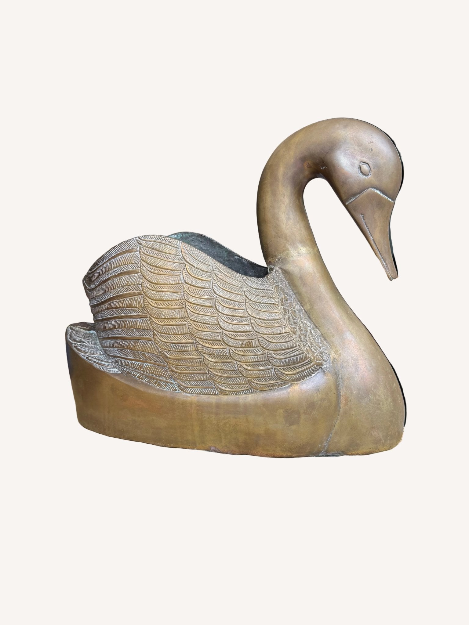 Large Vintage Brass Swan Planter - Little Boho Valley