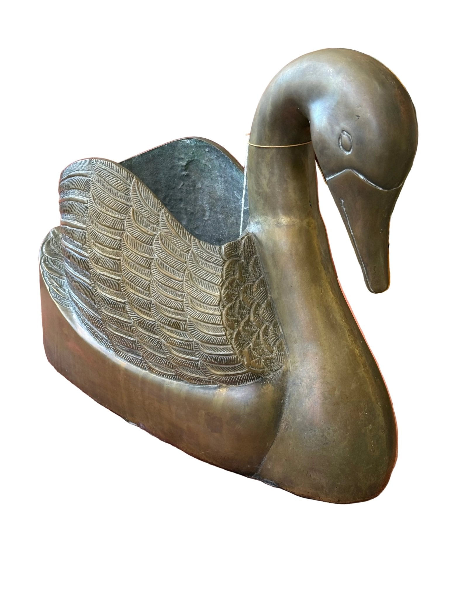 Large Vintage Brass Swan Planter - Little Boho Valley