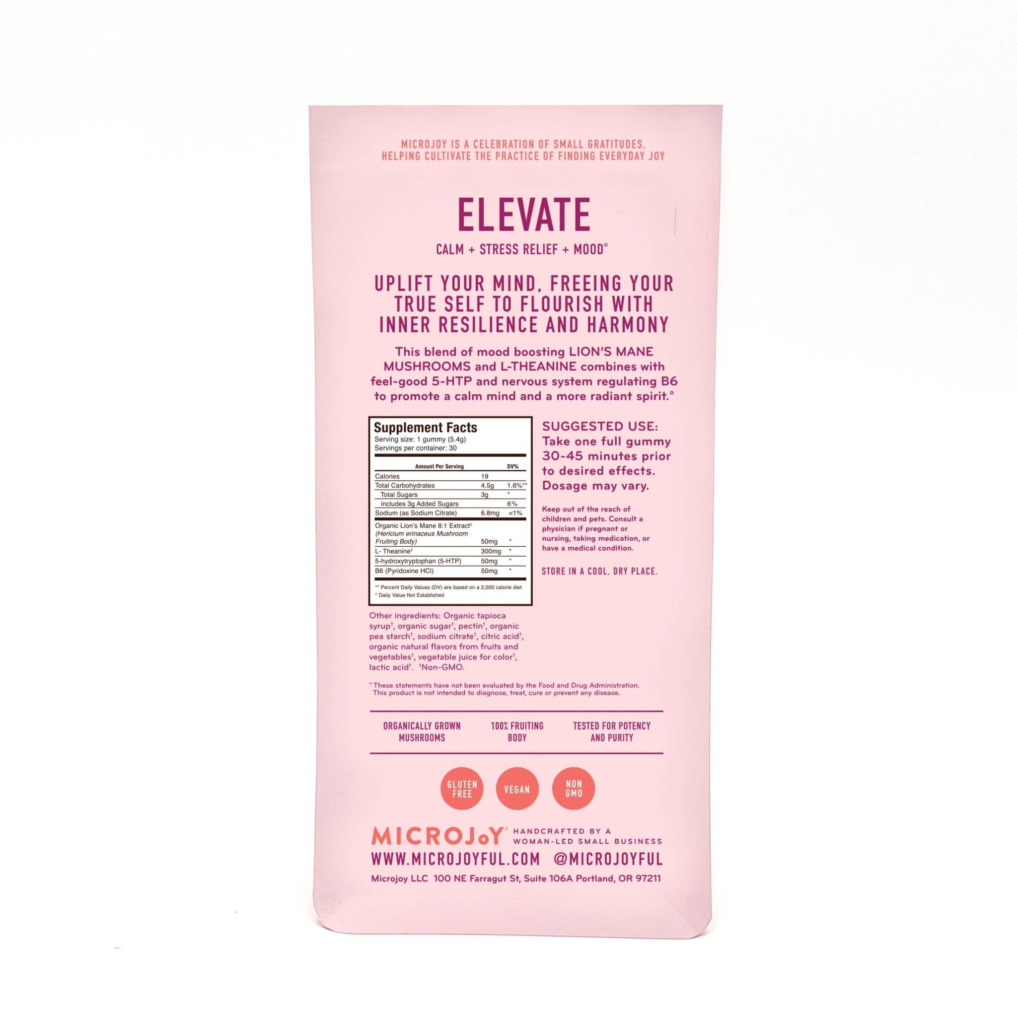 Microjoy - Elevate Mushroom Gummies (30) / Vegan Supplement / Mood - Little Boho Valley