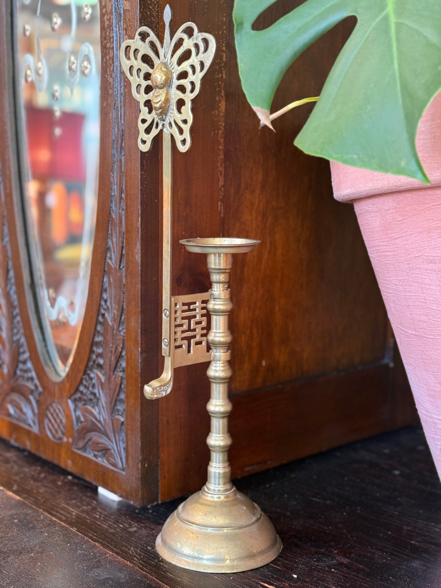 Vintage Brass Chinoiserie Butterfly Candleholder - Little Boho Valley
