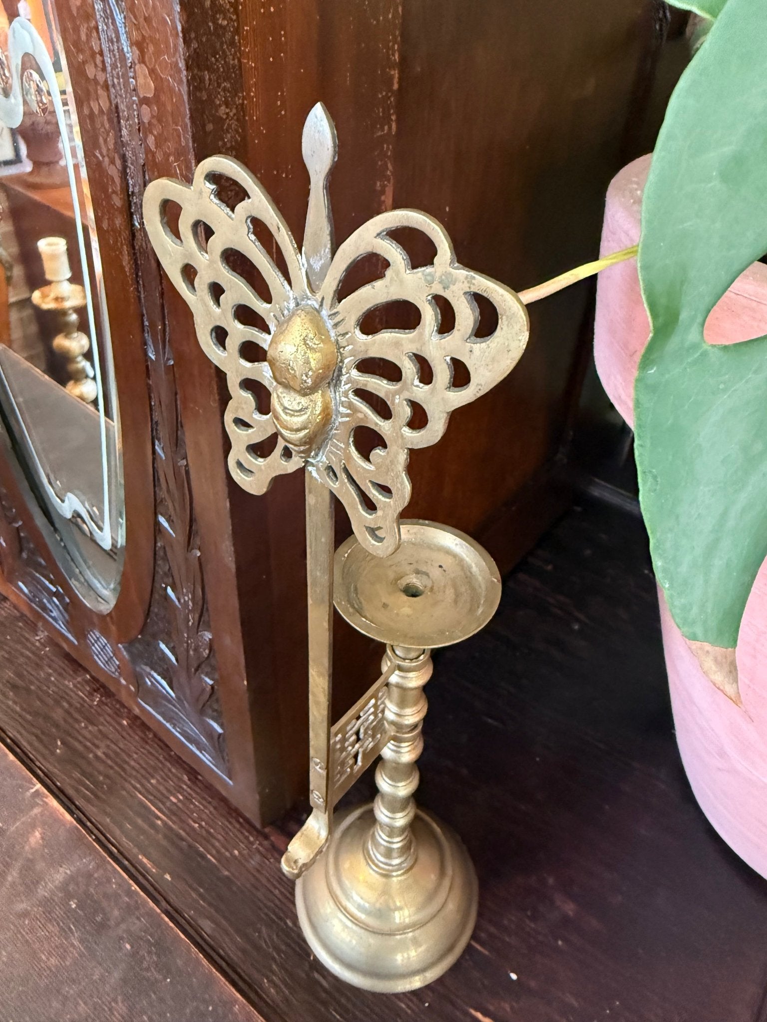 Vintage Brass Chinoiserie Butterfly Candleholder - Little Boho Valley