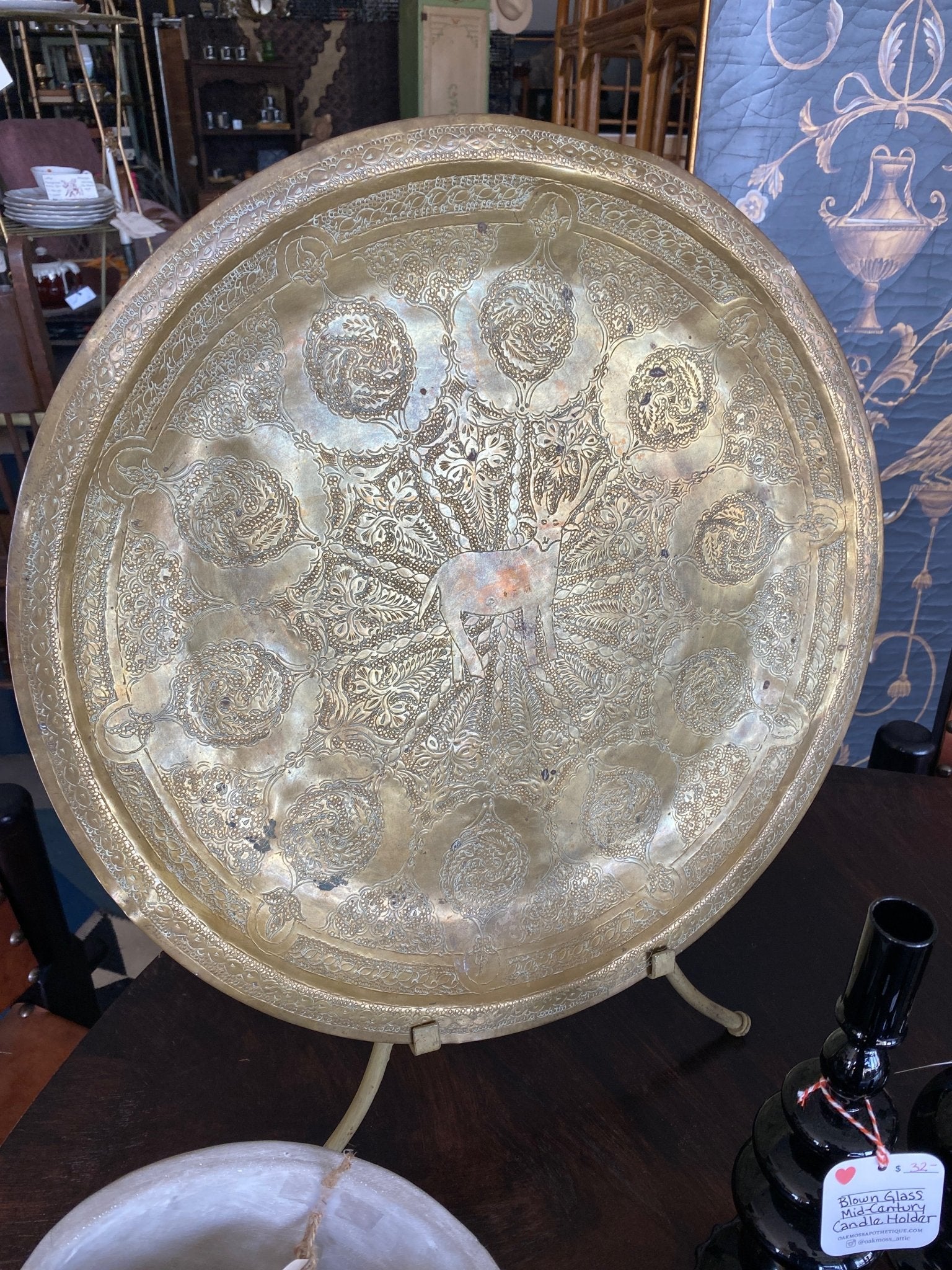Vintage Brass Etched Stag Tray - Little Boho Valley