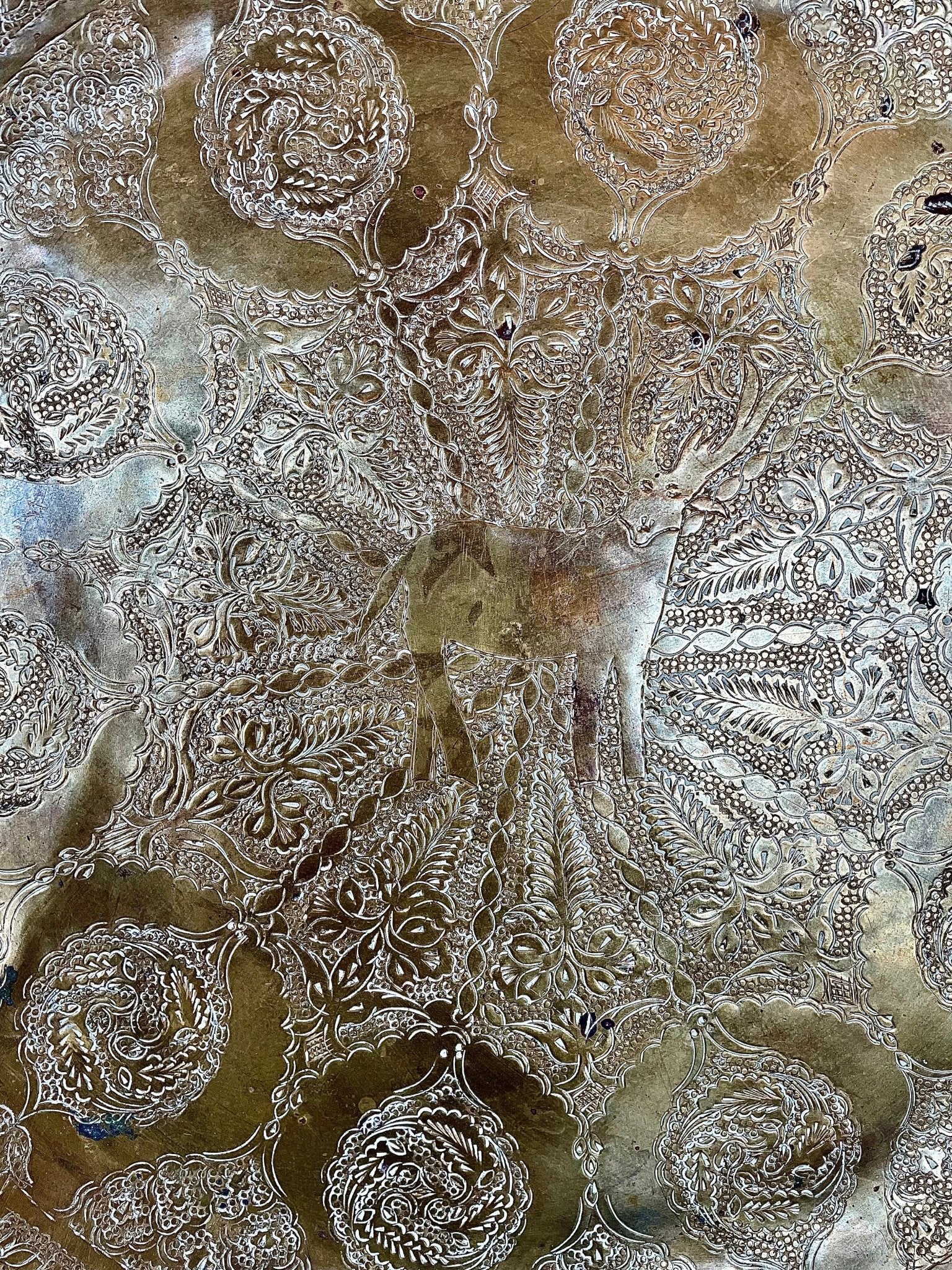 Vintage Brass Etched Stag Tray - Little Boho Valley
