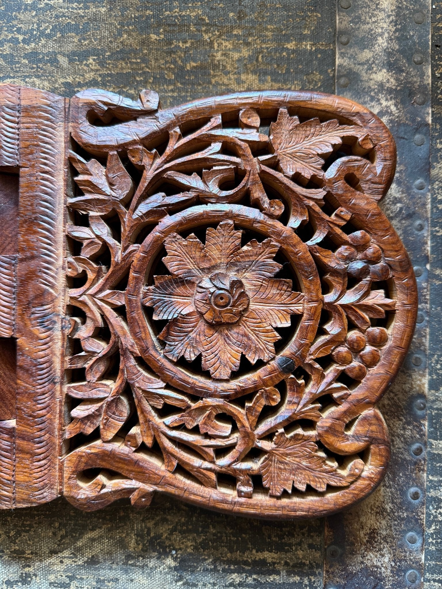 Vintage Hand Carved Wooden Bookstand - Little Boho Valley