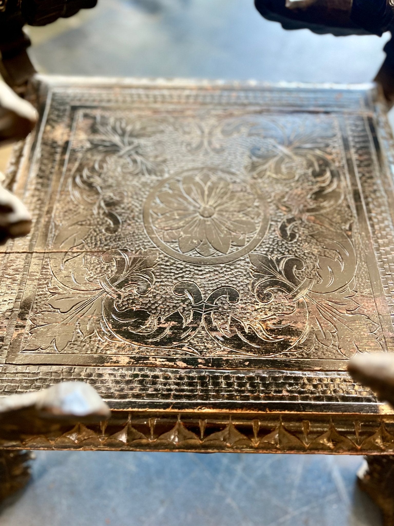 Vintage Ornate Wood Carved Dragon Table - Little Boho Valley