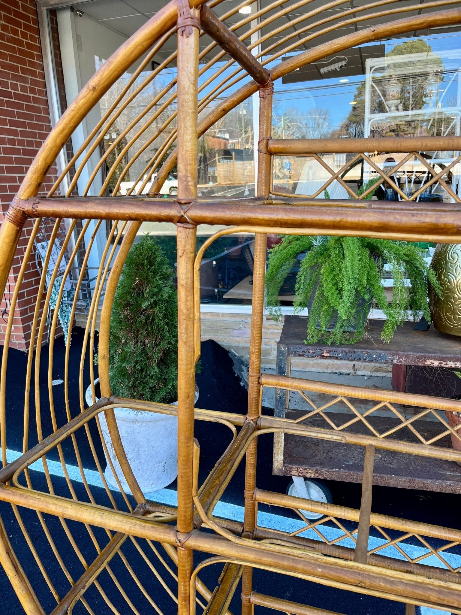 Vintage Round Rattan/Bamboo Shelf - Little Boho Valley