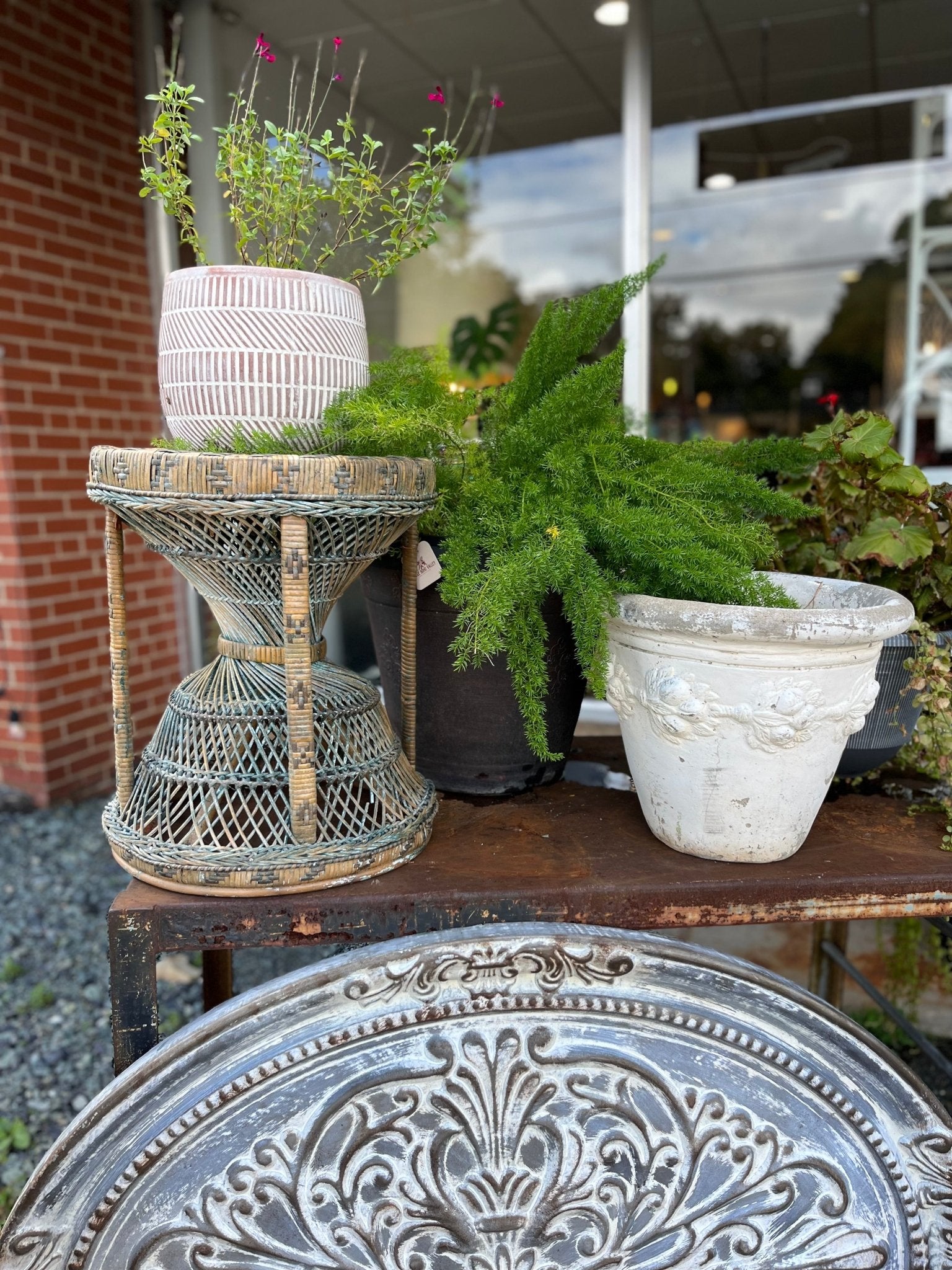 Vintage Wicker Spindle Plant Stand/ Stool - Little Boho Valley