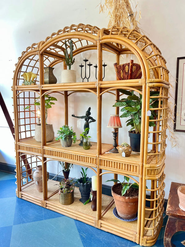 XL Vintage Bamboo/Rattan Shelf Unit - Little Boho Valley