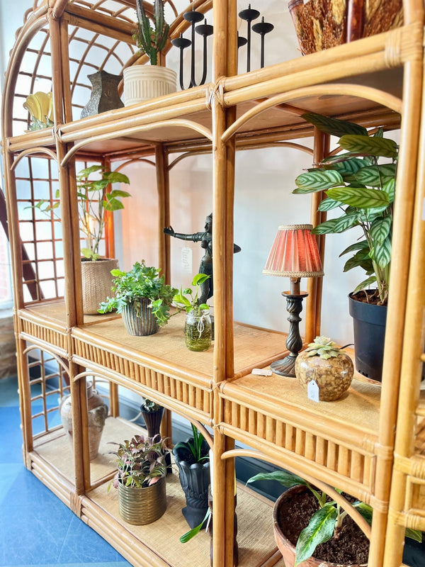 XL Vintage Bamboo/Rattan Shelf Unit - Little Boho Valley