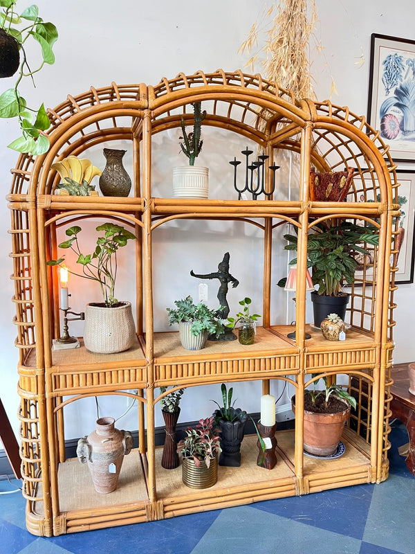 XL Vintage Bamboo/Rattan Shelf Unit - Little Boho Valley