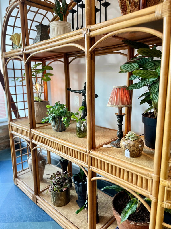 XL Vintage Bamboo/Rattan Shelf Unit - Little Boho Valley