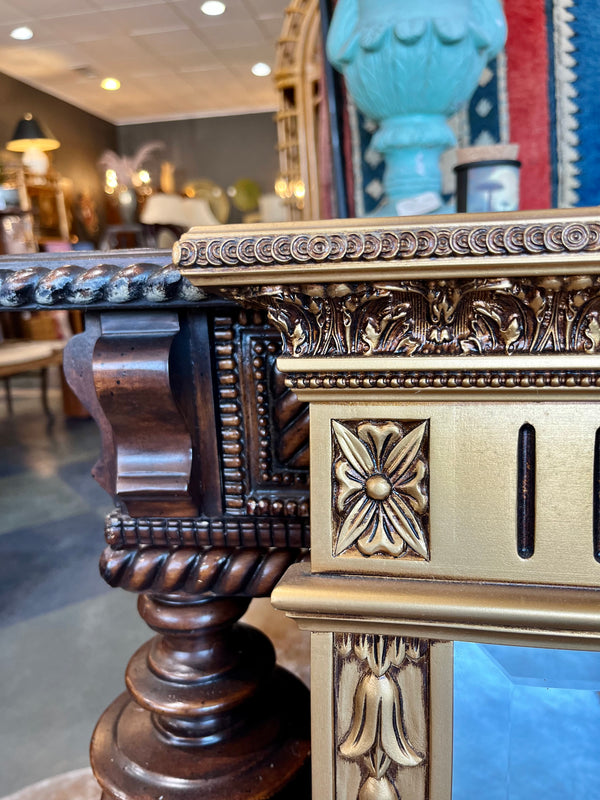 Gold ornate fire mantel mirror