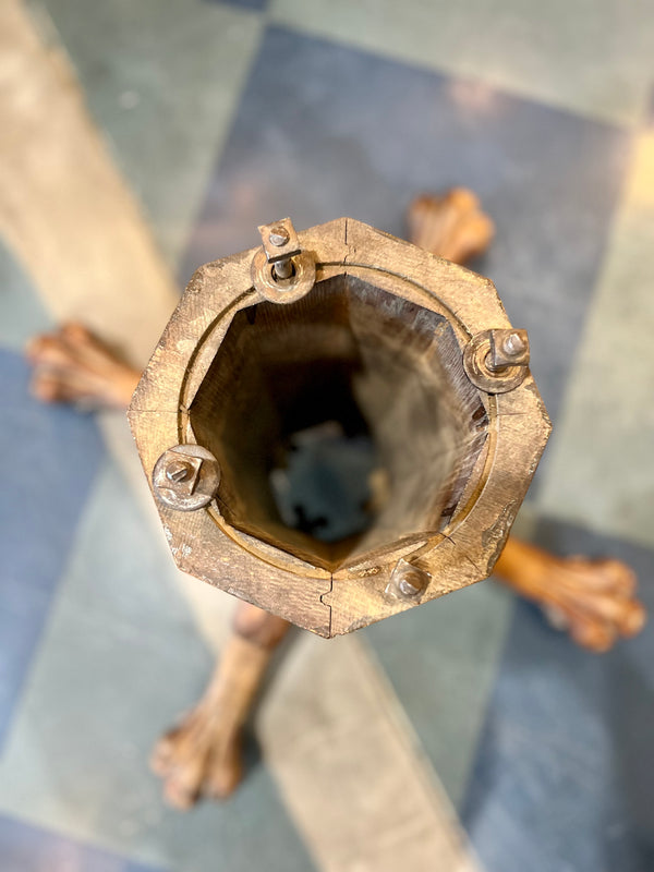 Carved wood hallow base