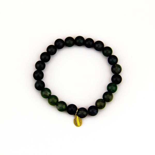 Santore Jewelry Company - Moss Agate Stone Mala Bracelet