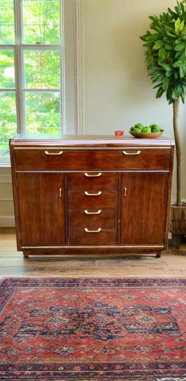 F&F Thomasville Founders Collection Walnut Post-Modern Bar
