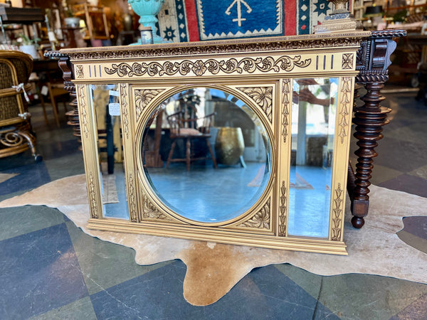 Gold ornate fire mantel mirror