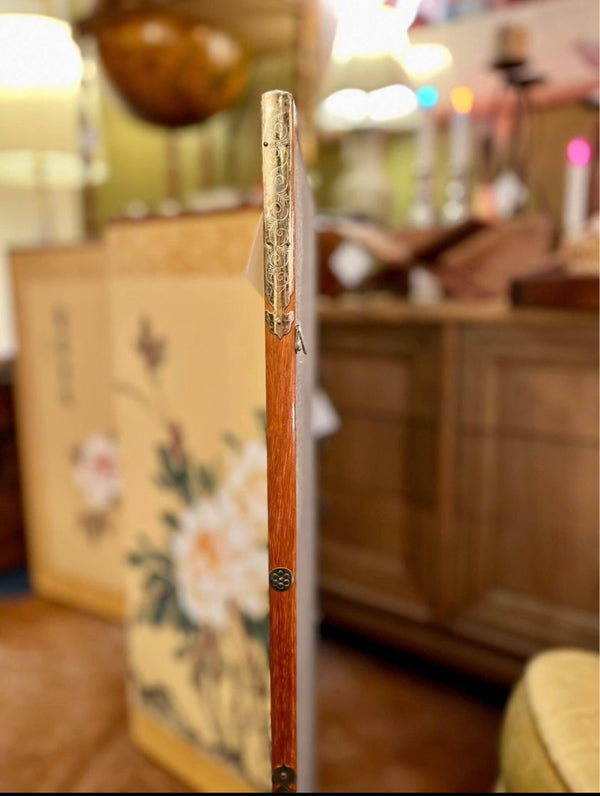 F&F Chinese Byobu Peonies and Pheasants Paint on Silk