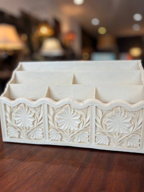 Faux Carved Bone Desk Organizer
