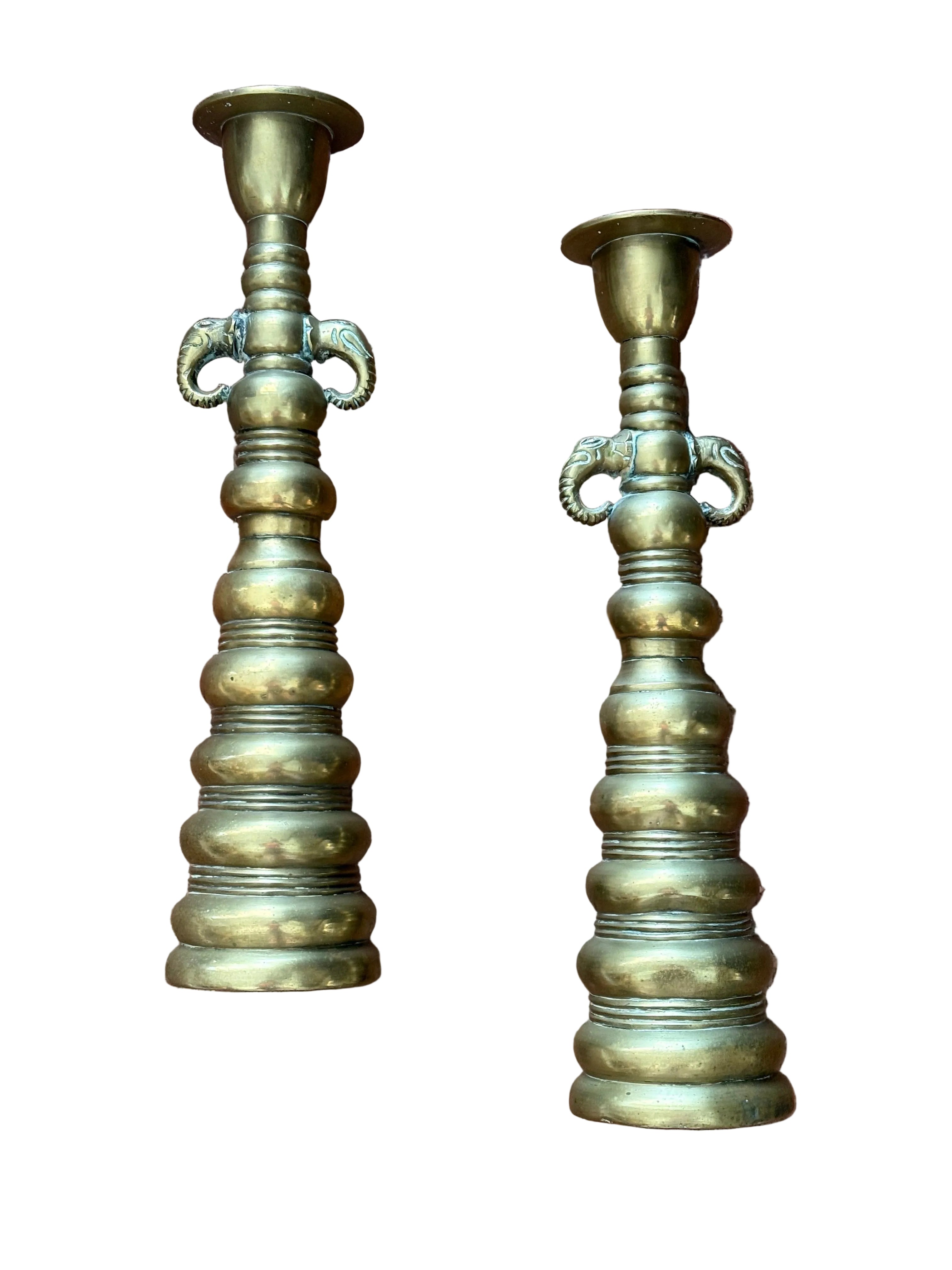 Vintage Large Brass Candle Holders