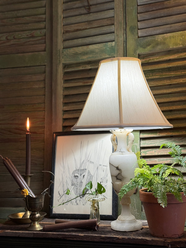 Vintage Alabaster Lamp - (shade not included)