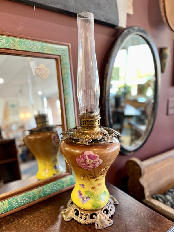 Antique Hand Painted & Numbered Parlor Oil Lamp