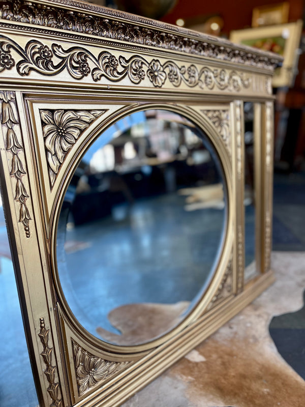 Gold ornate fire mantel mirror