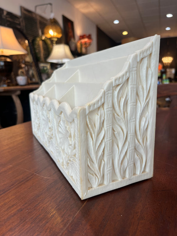 Faux Carved Bone Desk Organizer