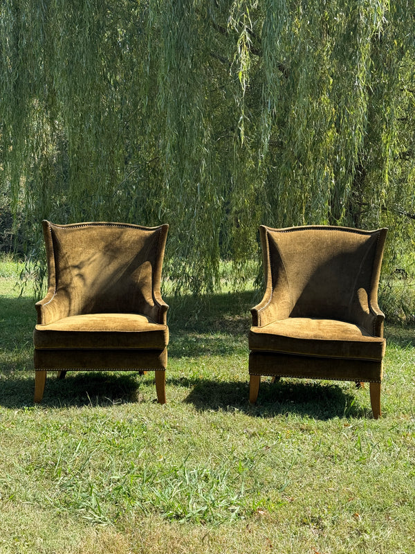 Vintage Bombay Co. Olive Green Chairs - a Pair