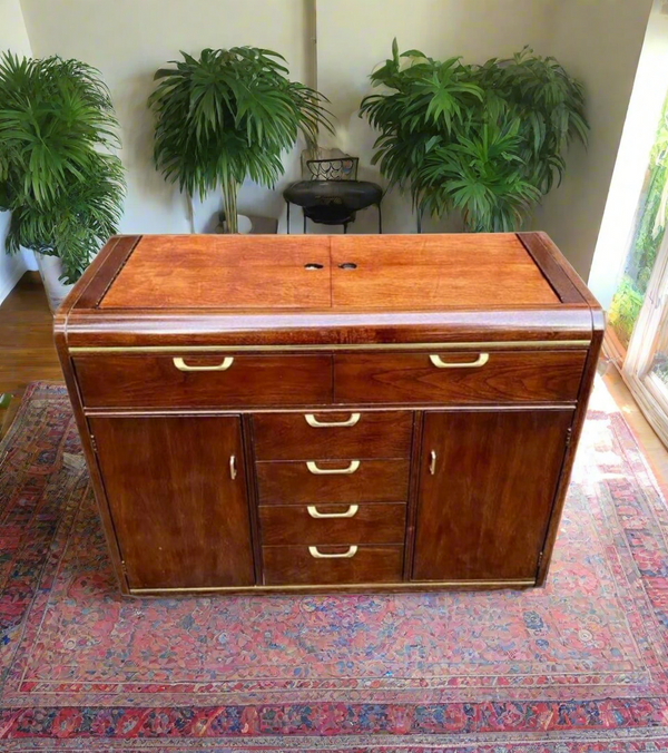 F&F Thomasville Founders Collection Walnut Post-Modern Bar