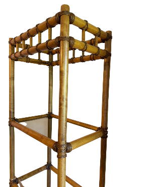 vintage shelving with glass shelves