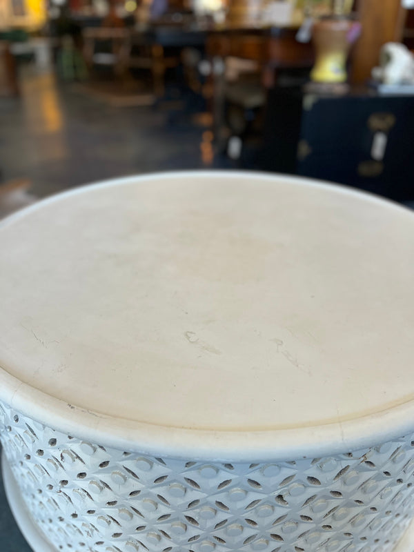 Cream carved wood coffee table