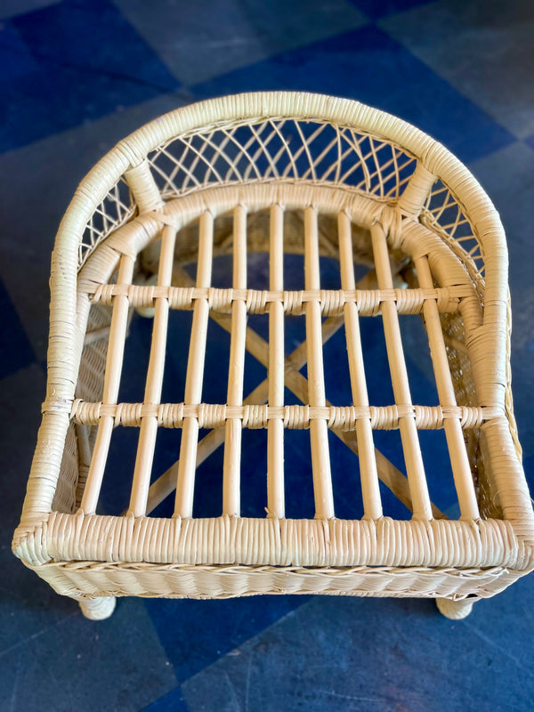Yellow wicker bench