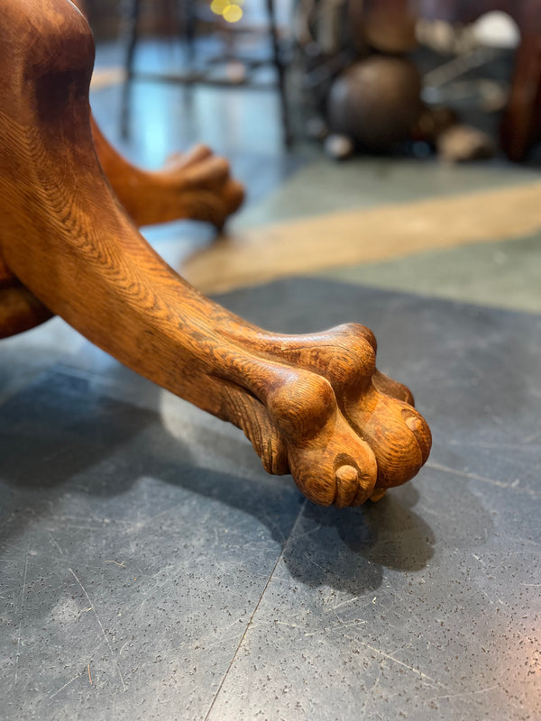 Carved wood feline feet