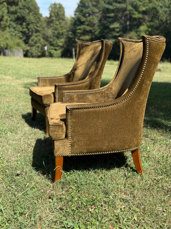 Vintage Bombay Co. Olive Green Chairs - a Pair