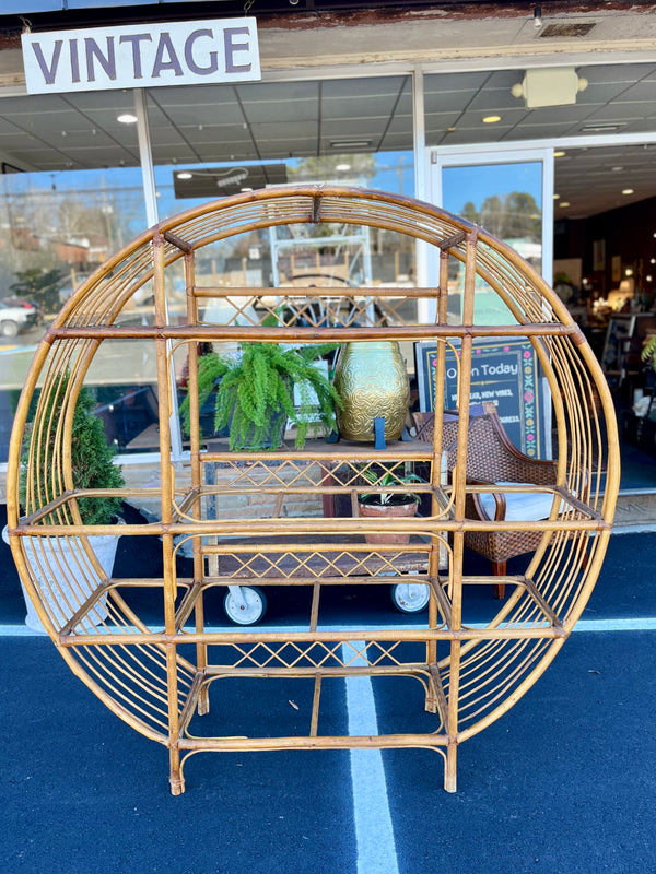 Large round rattan shelf