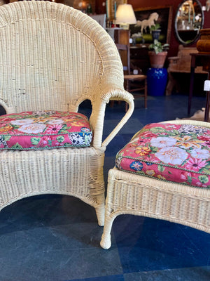 Yellow wicker chair set
