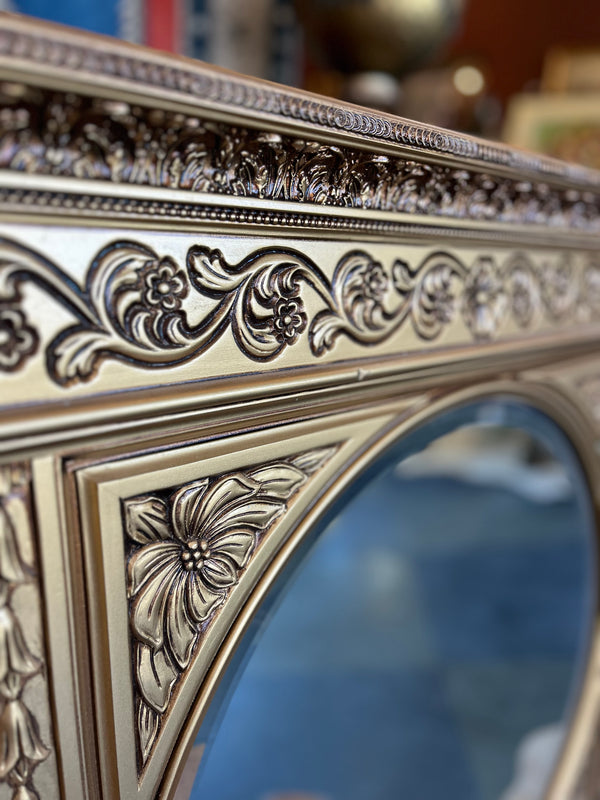 Gold ornate fire mantel mirror