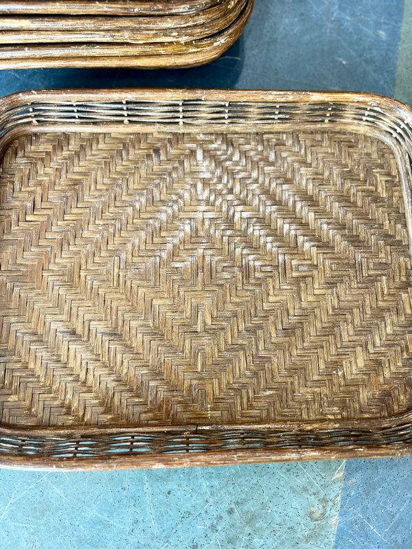 Dark wicker bamboo trays