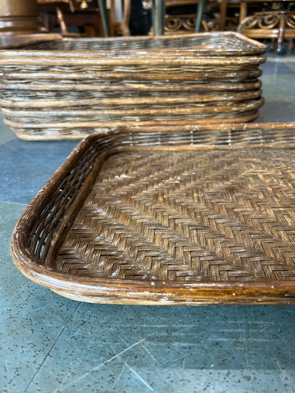 Dark wicker bamboo trays
