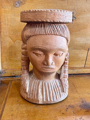 hand carved wood bust