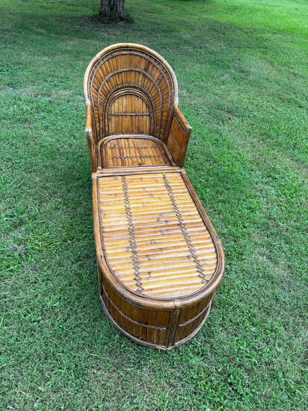 Vintage split bamboo chaise lounge