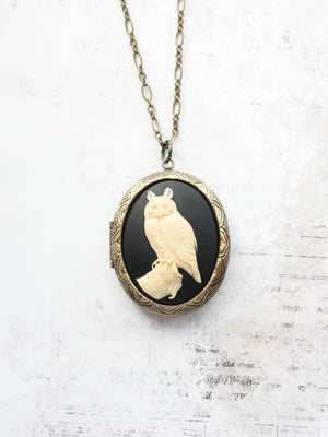 A Pocket of Posies - Owl Necklace | Photo Locket Necklace | Woodland Creatures: 26 Inches - Little Boho Valley
