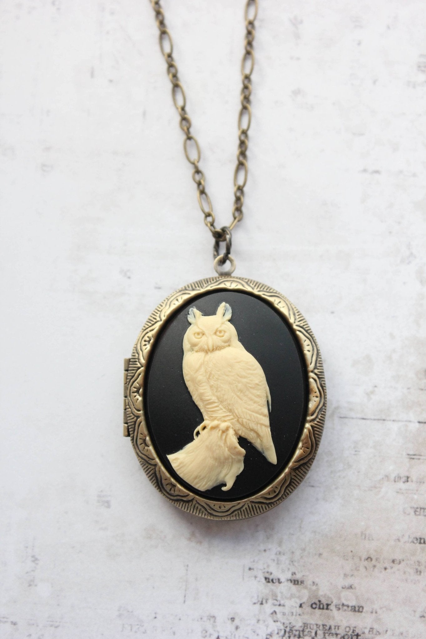 A Pocket of Posies - Owl Necklace | Photo Locket Necklace | Woodland Creatures: 26 Inches - Little Boho Valley